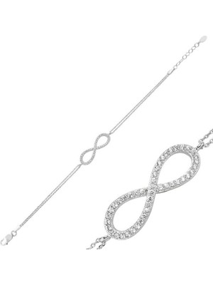 925 Gümüş Sonsuzluk Detay  925 Ayar Gümüş Bileklik