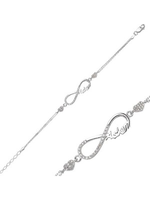 925 Gümüş Aşkım Yazılı Sonsuzluk 925 Ayar Gümüş Bileklik