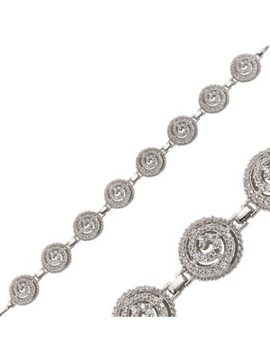 925 Gümüş Beyaz Taşlı Kadın 925 Ayar Gümüş Bileklik