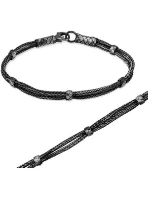 925 Gümüş Kazaziye Toplu Örgü  925 Ayar Gümüş Bileklik