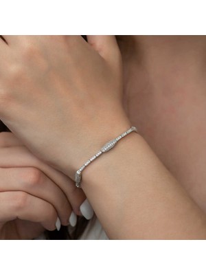 925 Gümüş Su Yolu Ince Detay 925 Ayar Gümüş Bileklik