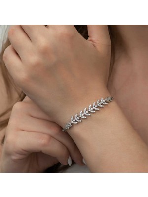 925 Gümüş Yaprak Su Yolu 925 Ayar Gümüş Bileklik