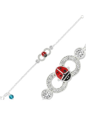 925 Gümüş Uğur Böceği Çocuk Sonsuzluk 925 Ayar Gümüş Bileklik