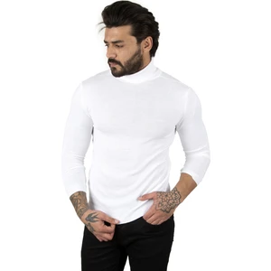 Erkek Beyaz Standart Fit Balıkçı Yaka Düz Kazak 2002292