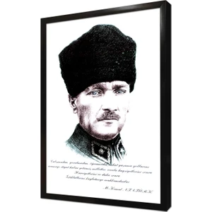 Mustafa Kemal Atatürk Yazılı Çerçeveli Mdf Tablo