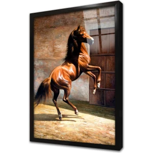 Zıplayan At Çerçeveli Cam Tablo