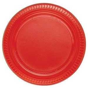 Sıla Store Kırmızı Renkli Plastik Tabak 22 cm 25LI