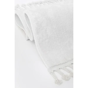 Dijidekor Beyaz Post Dokuma Halı Saçaklı Peluş Yumuşacık Kaymaz Antibakteriyel 80X100