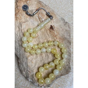 Küre Kesim Polonya Baltık Damla Kehribar Benzetmesi Beyrut Sıkma Tesbih Gümüş Renkli Metal Püsküllü