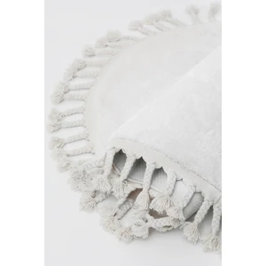 Diji Dekor Dijidekor Beyaz Oval Post Dokuma Halı Saçaklı Peluş Yumuşacık Kaymaz Antibakteriyel 160X600