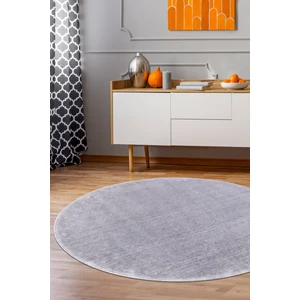 Dijidekor Açık Gri Yuvarlak Post Dokuma Halı Peluş Yumuşacık Kaymaz Antibakteriyel 160X160
