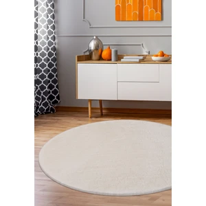 Diji Dekor Dijidekor Açık Vizon-Krem Yuvarlak Post Dokuma Halı Peluş Yumuşacık Kaymaz Antibakteriyel 80X80
