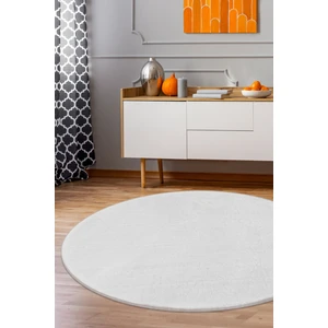 Dijidekor Beyaz Yuvarlak Post Dokuma Halı Peluş Yumuşacık Kaymaz Antibakteriyel 170X170