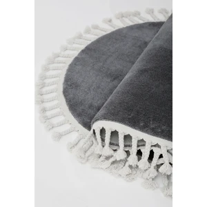 Dijidekor Koyu Gri Oval Post Dokuma Halı Saçaklı Peluş Yumuşacık Kaymaz Antibakteriyel 100X550