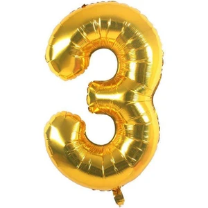 Azfahomestore Gold Renk 3 Rakam Folyo Balon 16 Inç 40 cm