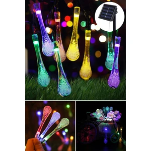 Solar 50 Ledli Su Damlası Model Rgb Renkli Güneş Enerjili Lamba Bahçe Aydınlatma Modlu