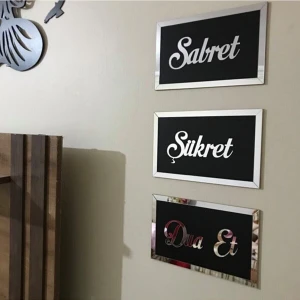 3'lü Sabret Şükret Dua Et Gümüş 26X16 cm