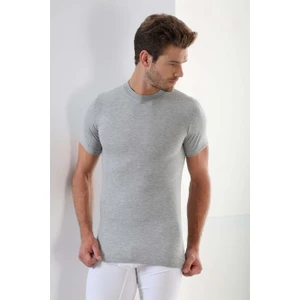 Gri Erkek Basic Slim Fit Tişört  %100 Pamuk Sıfır Yaka Kısa Kollu Fanila