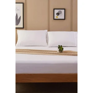 Çift Kişilik  Pamuklu Penye Lastikli Çarşaf | Beyaz