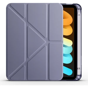 Apple iPad Mini 6. Nesil 2021 Uyumlu Tablet Kılıfı Kalemlik Bölmeli Standlı Kapaklı Silikon Kılıf Mor