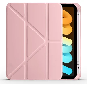 Apple iPad Mini 6. Nesil 2021 Uyumlu Tablet Kılıfı Kalemlik Bölmeli Standlı Kapaklı Silikon Kılıf Rose Gold