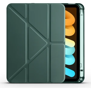 Apple iPad Mini 6. Nesil 2021 Uyumlu Tablet Kılıfı Kalemlik Bölmeli Standlı Kapaklı Silikon Kılıf Koyu Yeşil