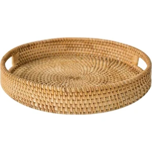 32x5cm Hasır Rattan Yuvarlak Depolama Tepsisi (Yurt Dışından)