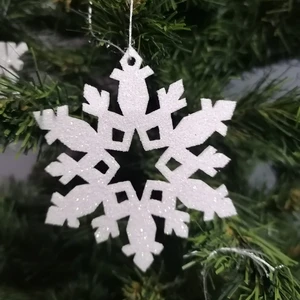 Beyaz Kar Tanesi Simli Eva Ağaç ve Hediye Süsü 8X8CM 6lı