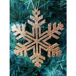 Gold Kar Tanesi Simli Eva Ağaç ve Hediye Süsü 8X8CM 6 Lı