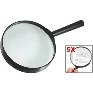 Plastik Siyah Yuvarlak Kolu 100 mm Dia Büyüteç 5x Büyüteç