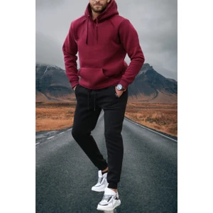 Amor Man Kapüşonlu 4 Iplik Çok Kalın Pamuk Dokuma Tam Kışlık Yeni Tarz Erkek Eşofman Takımı