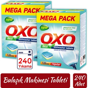 Oxo Bulaşık Makinesi Tableti Mega Paket Deterjan 240 Tablet Hepsi Bir Arada (2X120)