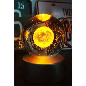 Mujgan Satürn Kız Işıklı 3D Renkli LED Işıklı Küre Dekoratif Hediyelik
