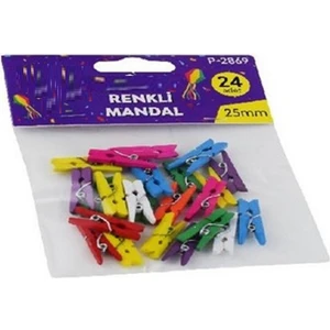 Ne Alırsan Ucuz Küçük Boy Renkli Mandal 25 mm. - 24 Adet