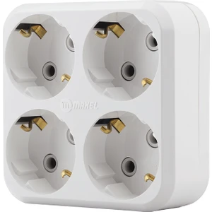 Dörtlü Topraklı Kare Fiş Priz Makel