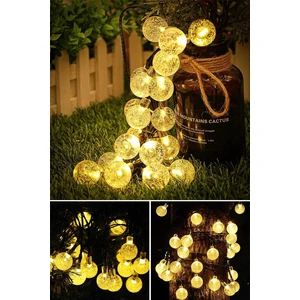 40 Ledli 8 Modlu Solar Büyük Kristal Top Bahçe Aydınlatma Dekorasyon Güneşenerji Sarıışık