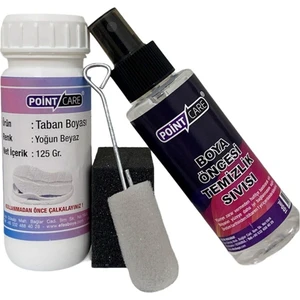 Point Care Point Beyaz Spor Ayakkabı Taban Boyası 125 gr + Care Temizlik Sıvısı 100 ml + Sünger