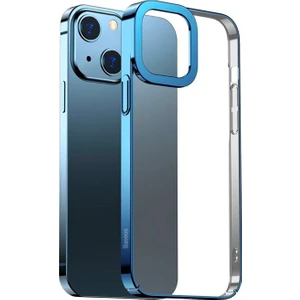 Glitter iPhone 13 6.1inç Kılıf Renkli Kenar Şeffaf Silikon ARMC000603