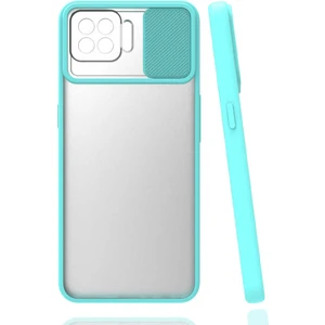 Oppo Reno 4 Lite Kılıf Kamera Sürgülü Kapak Turkuaz