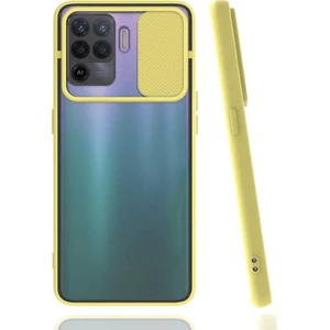 Oppo Reno 5 Lite Kılıf Kamera Sürgülü Kapak Sarı