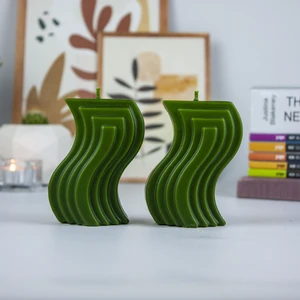 Dekoratif Dalga Mum Seti Yeşil