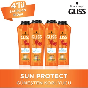 Schwarzkopf Glıss Sun Protect Şampuan 360 ml x 4 Adet