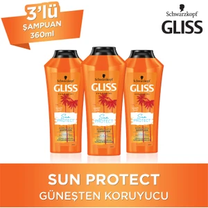 Schwarzkopf Glıss Sun Protect Şampuan 360 ml x 3 Adet