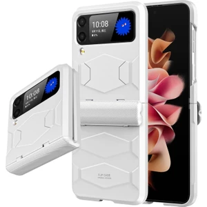 Samsung Galaxy Z Flip 3 5g Için Sağlam Yarı Otomatik Menteşe Koruması Ağır Hizmet Düşmeye Karşı Koruyucu Kılıfı Beyaz (Yurt Dışından)
