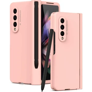 Samsung Galaxy Z Fold 3 5g Için Menteşe Koruması Ekran Koruyuculu Sert Pc Kapağı Tam Gövde Koruyucu Kılıfı Pembe (Yurt Dışından)