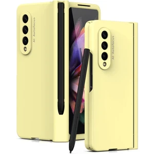 Samsung Galaxy Z Fold 3 5g Için Menteşe Koruması Ekran Koruyuculu Sert Pc Kapağı Tam Gövde Koruyucu Kılıfı Sarı (Yurt Dışından)