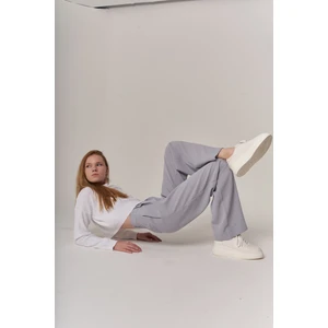 Holly Lolly Kadın Gri Yüksek Bel Palazzo Palasia Pantolon