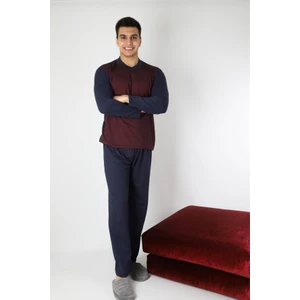 Pijama Bordo Jakarlı Pijama Takımı