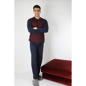 Pijama Bordo Jakarlı Pijama Takımı