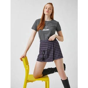 Kadın Bisiklet Yaka Kısa Kollu Baskılı Tişört